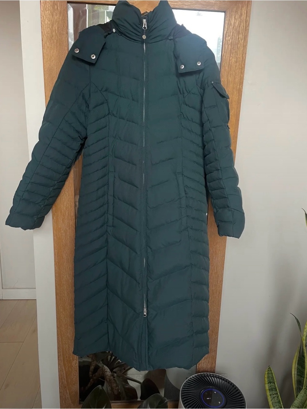 Eddie Bauer Long Quilted Puffer Coat in Dark Teal